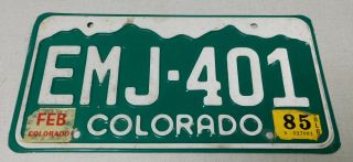 1985 Colorado Passenger Car License Plate
