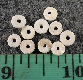 10 Old Small Cherokee Conch Shell Beads Indian Trade Good Patina