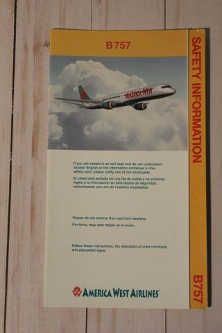 America West Airlines Boeing 757 Safety Card - 12/02