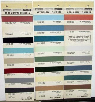 1958 Cadillac Paint Chip Color Samples Leaflets Martin Senour Paints