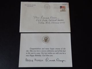 1980’s President Ronald Reagan White House Seal Autographed Birthday Card