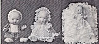 4 - 5 " Bye - Lo Baby Boy/girl Miniature Doll Christening Dress Bonnet Rompers Pattern