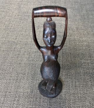 Vintage African Ebony Wood Hand Carved Female Figure Made In Tanzania