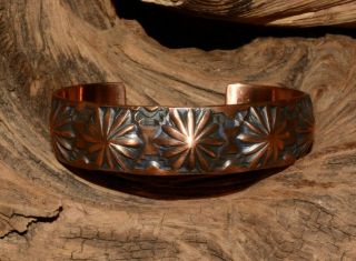 Bracelet Copper Navajo Stars Hand Stamped Repose Native American Navajo Tahe