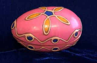 Rare 1970 Vtg Paper Mache Large Hot Pink Easter Egg Trinket Box Mod Groovy