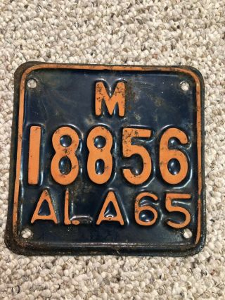 1965 Alabama Motorcycle License Plate—Original Paint 2