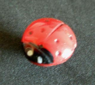 Vintage Glass Realistic Lady Bug Red Self Shank Sweet