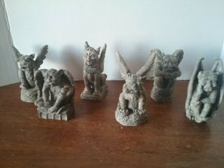 Sculptures From Estate - Gargoyles Set Of 6 - (resin)