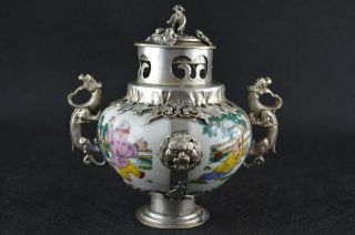 Collectibles Exquisite Chinese Handwork Porcelain Painting Boys Incense Burner