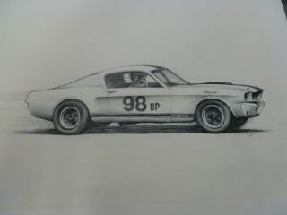 Pencil Sketching 1965 Shelby G.  T.  350 R - Model Racing 98 Bp