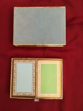 Vintage Tiffany & Co PLAYING CARDS • Two Decks • AQUA & GREEN • Powder Blue Box 2