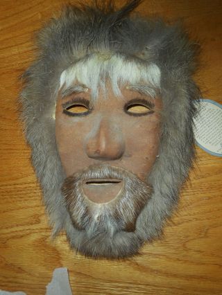 W/tag Vintage Alaska Nw Inuit Eskimo Mask Caribou Skin Face Fur By Ruth Rulland