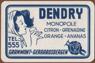 Playing Cards Single Card Old Vintage Dendry Monopole Advertising Girl Drinking