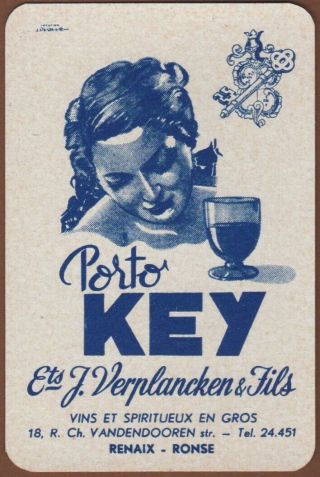 Playing Cards Single Card Old Vintage Porto Key Alcohol Advertising Girl Lady