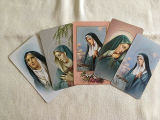 Special 5 Catholic Vintage Holy Cards Sorrowful Mary Mother Of Jesus