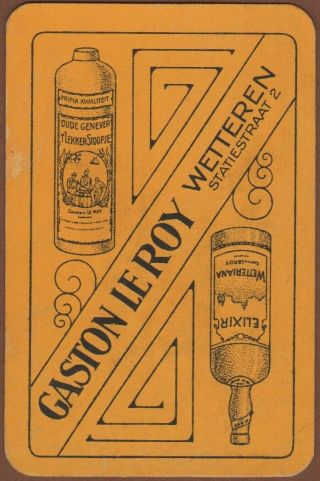 Playing Cards 1 Single Card Old Vintage Alcohol Advertising Gaston Le Roy Gin