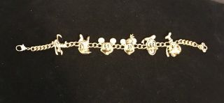 Napier Vintage Disney Mickey Mouse And Gang Gold Tone Charm Bracelet