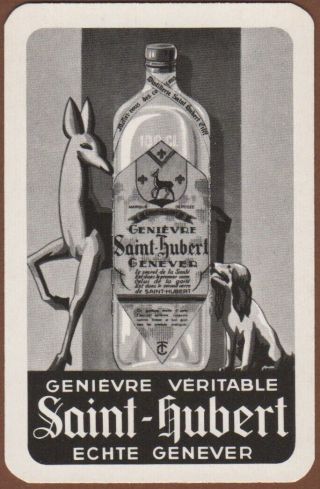 Playing Cards 1 Single Card Old Vintage Saint Hubert Gin Alcohol Advertising Dog