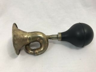 Vintage Antique Brass Car Or Bicycle Horn With Rubber Bulb