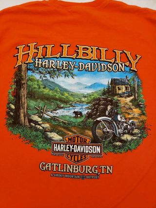 Harley Davidson Mens Large L/s T Shirt Hillbilly Gatlinburg Tn Smoky Mountains