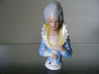 Antique Porcelain " Foreign " Half Doll Figurine For Pin Cushion