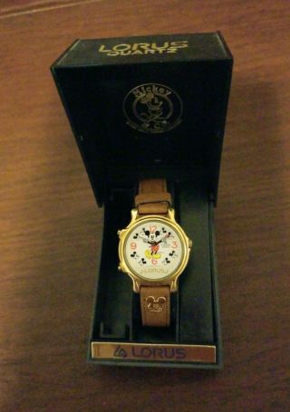 Vintage Disney Lorus Musical Mickey Mouse (v422 - 0011r2) Leather Watch Read