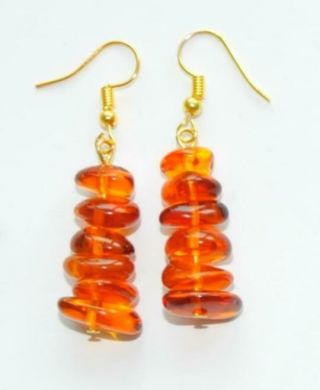 Soviet Russian 100 Natural Baltic See Gold Amber Earrings Beads 老琥珀 Drop Rocks