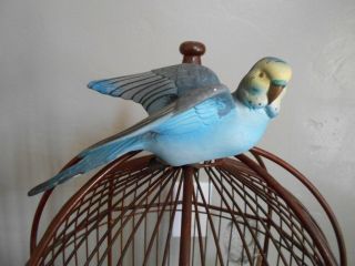 Vintage 7 " Porcelain Clip - On Ucagco Parakeet Bird Figurine Ornament