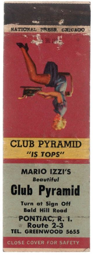 Club Pyramid Pontiac Ri 20 Fs Girlie Matchbook Cover
