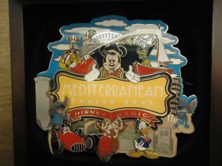 Disney Dcl Mediterranean Cruise 2007 Mickey & Friends Jumbo Pin In Wooden Box