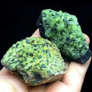 126g2pcsnatural Green Olivine Volcanic Rock And Mineral Specimens/ Hebei Provin