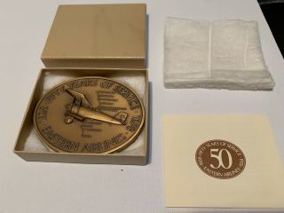 Vintage Eastern Airlines Bronze Medal 50 Yr.  Service 1928 - 78 W/ Box & -