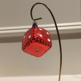 Vintage Glass Die Dice Bright Red Holiday Christmas Ornament