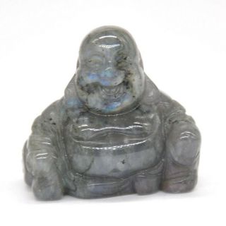 1.  2 " Laughing Maitreya Buddha Figurine Flash Labradorite Crystal Healing Carving