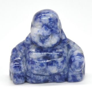 1.  2 " Laughing Maitreya Buddha Figurine Blue Spot Jasper Crystal Healing Carving