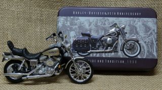 Harley Davidson 95th Anniversary Collector Tin And Miniature Motorcycle Model
