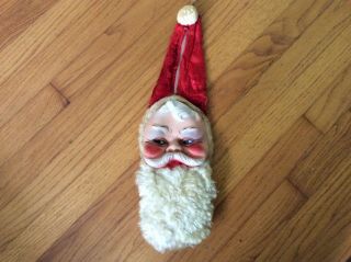 Lvintage Bijou Toys Plush Santas W/rubber Face,  Zipper Hat For Goodies