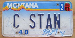 Montana 2001 Vanity License Plate C Stan