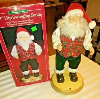 Vintage Holiday Time Gemmy 18 " Hip Swinging Santa " Here Comes Santa Claus "