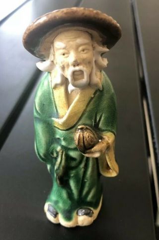 Vintage Ceramic Chinese Mudman Figurine Statue Wise Man China