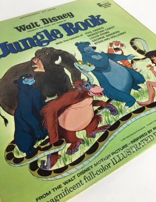 1967 Walt Disney The Jungle Book Vinyl Record Illustrated Story Book Vintage