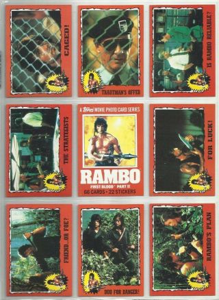 Rambo - Complete Trading Card,  Sticker Set (66/22) - 1985 Topps - Nm