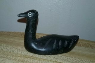 Canadian Eskimo Green Soapstone Carved Art,  Inuit Duck