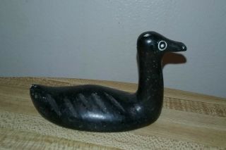 Canadian Eskimo Green Soapstone Carved Art,  Inuit Duck 2