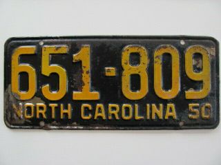 1950 North Carolina Nc License Plate Tag (651 - 809),  Vintage,  Rare