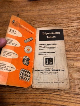Illinois Tool Vintage Book Trigonometry Tables And Involuted Functions1978 2