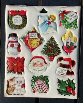 Vintage Christmas Gummed Paper Stickers Seals 1960 