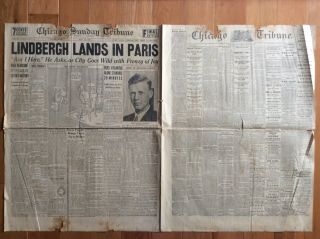 1933 Chicago Daily Tribune Newspaper Front Pages Lindbergh/fire/lincoln/treaty
