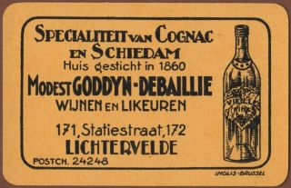 Playing Cards Single Card Old Goddyn - Debaillie Alcohol Advertising Cognac Brandy
