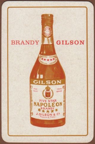 Playing Cards Single Card Old Vintage Alcohol Advertising Gilson Napoleon Brandy